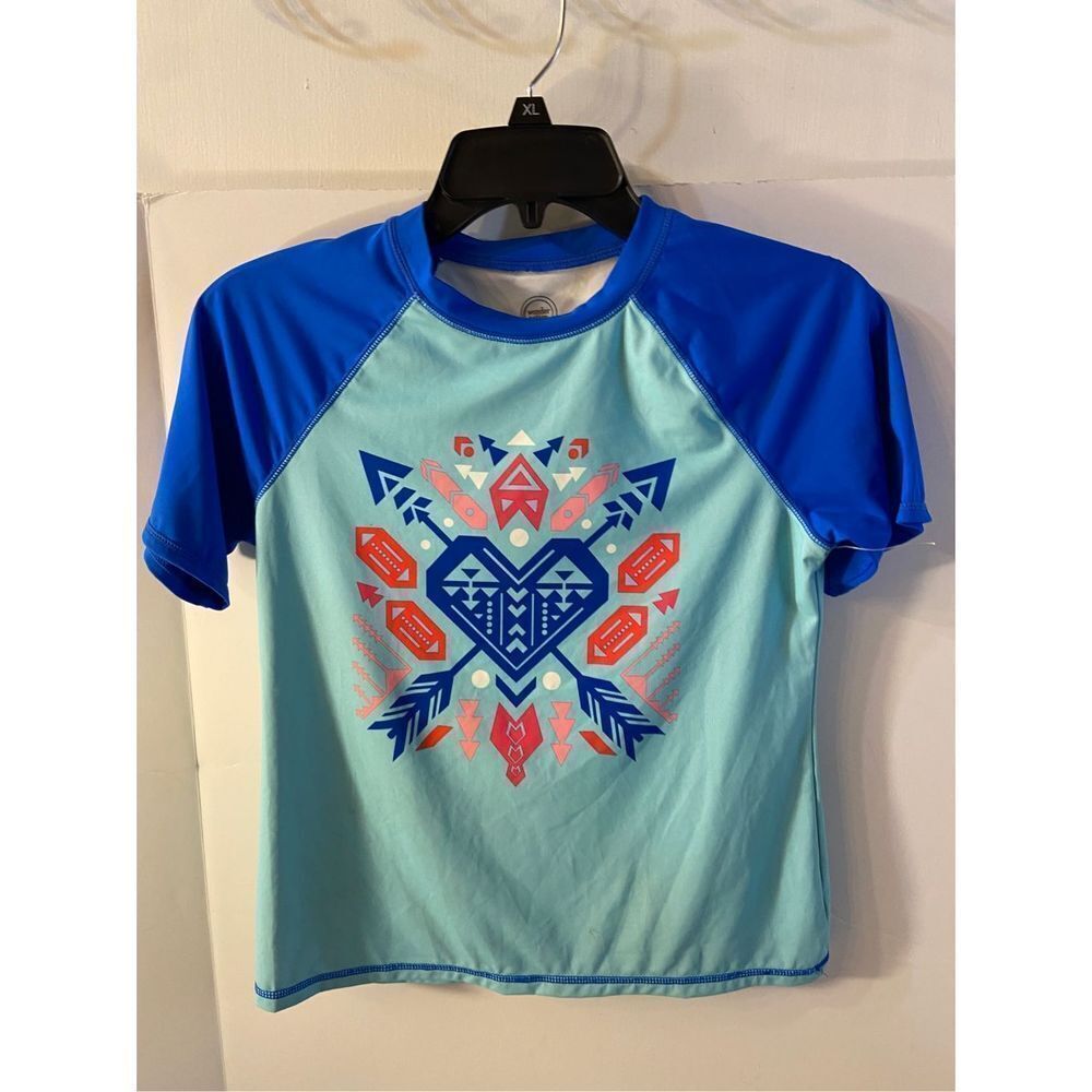 Wonder nation youth Xl 14/16 blue tribal rash guard‎